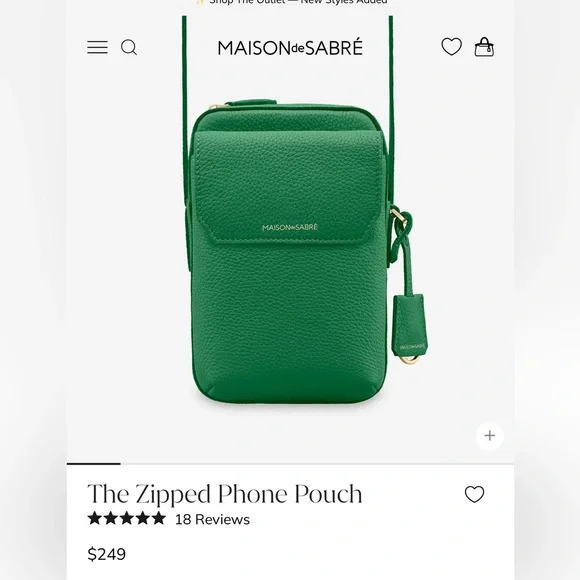 Maison de Sabre The Zipped Phone Pouch in Green - Never Used - Picture 2 of 13